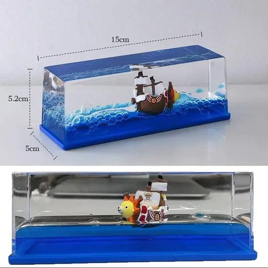 Going Merry Floating Ship, and Thousand Sunny floating Ship Fluid Liquid Drift Bottles